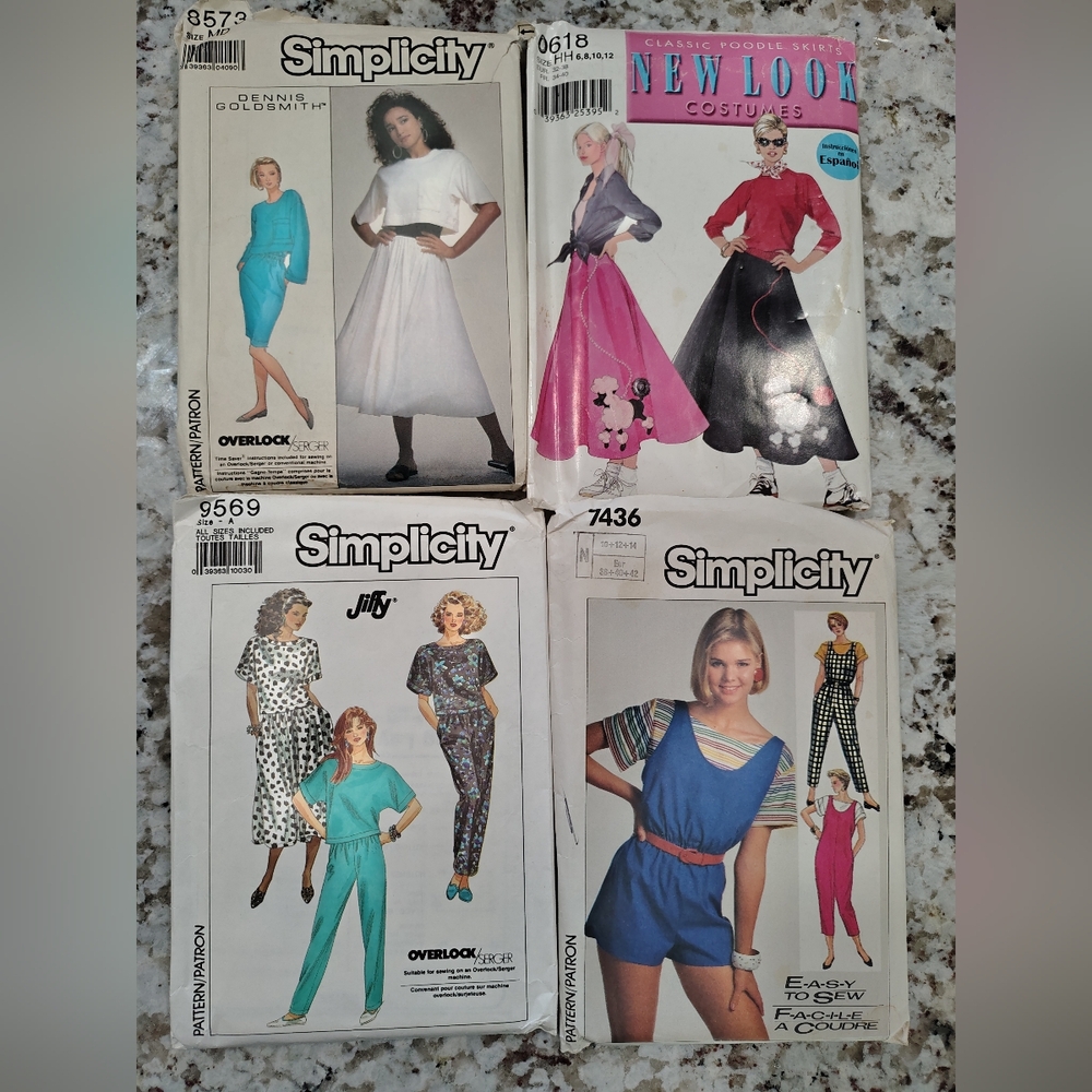 Vintage 80s Sewing Pattern Lot Simplicity &‎ New Look Dresses, Jumpsuits Ski